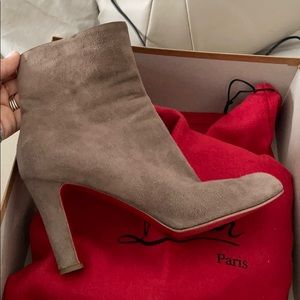 Christian Louboutin Miss Tack Booty 85,Taupe,38.5